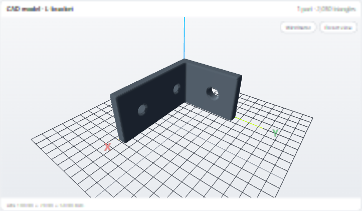 L-bracket modeled live in the dsh-cad viewer card